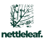 nettleleaf. logo: Dark green graphic of a nettle leaf vein pattern above the company name.